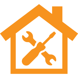house icon with repair symbol inside
